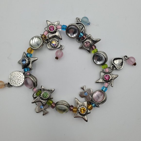 Silver Women's Stretch Bracelet Rhinestones - Picture 2 of 5